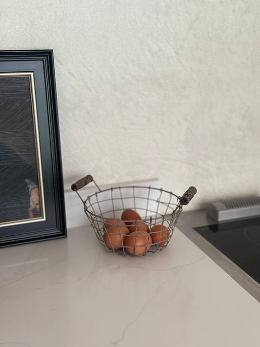 Vintage French wire egg / peg basket