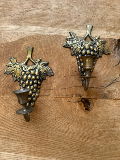 Pair of Vintage brass grape wall sconces