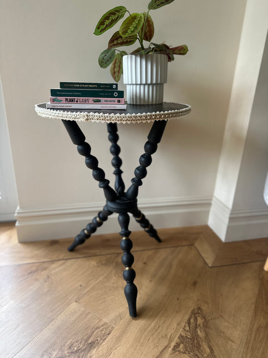 Black antique gypsy table bobbin legs