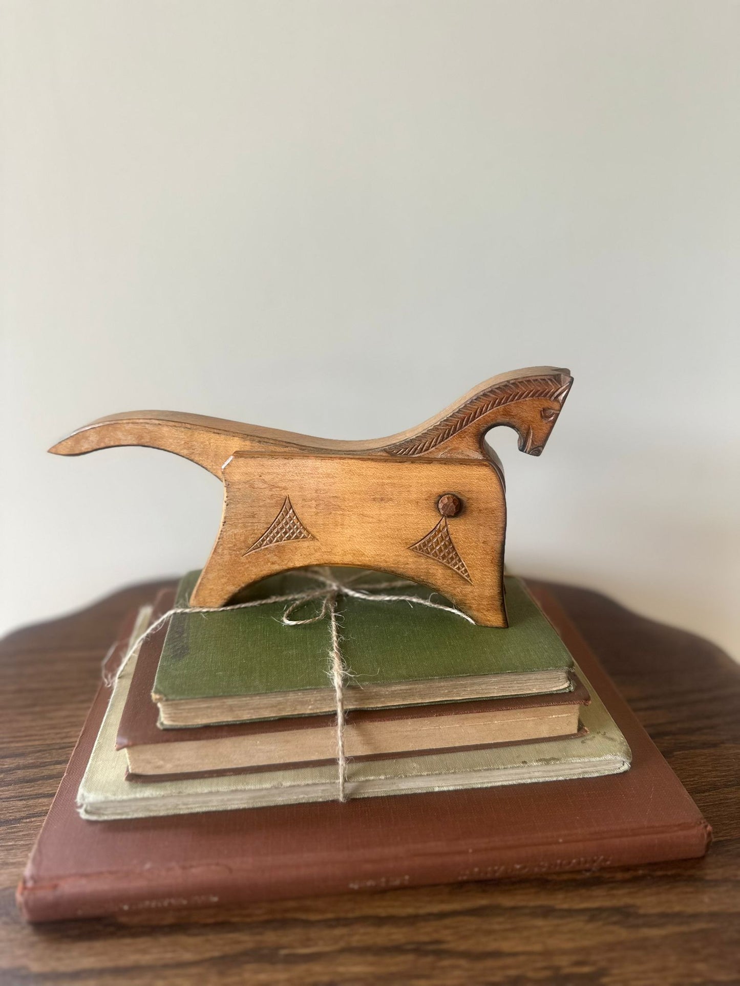 Vintage Folk art Swedish nutcracker horse wooden Rare