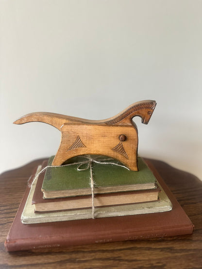 Vintage Folk art Swedish nutcracker horse wooden Rare