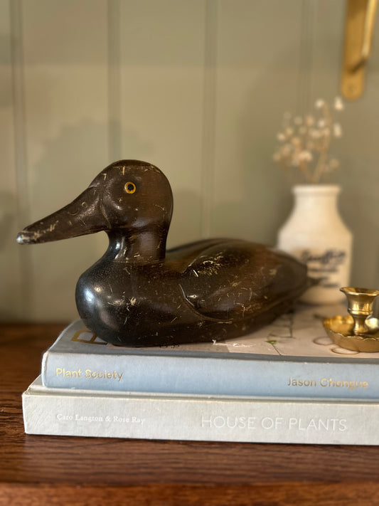 Dark wood vintage decoy duck