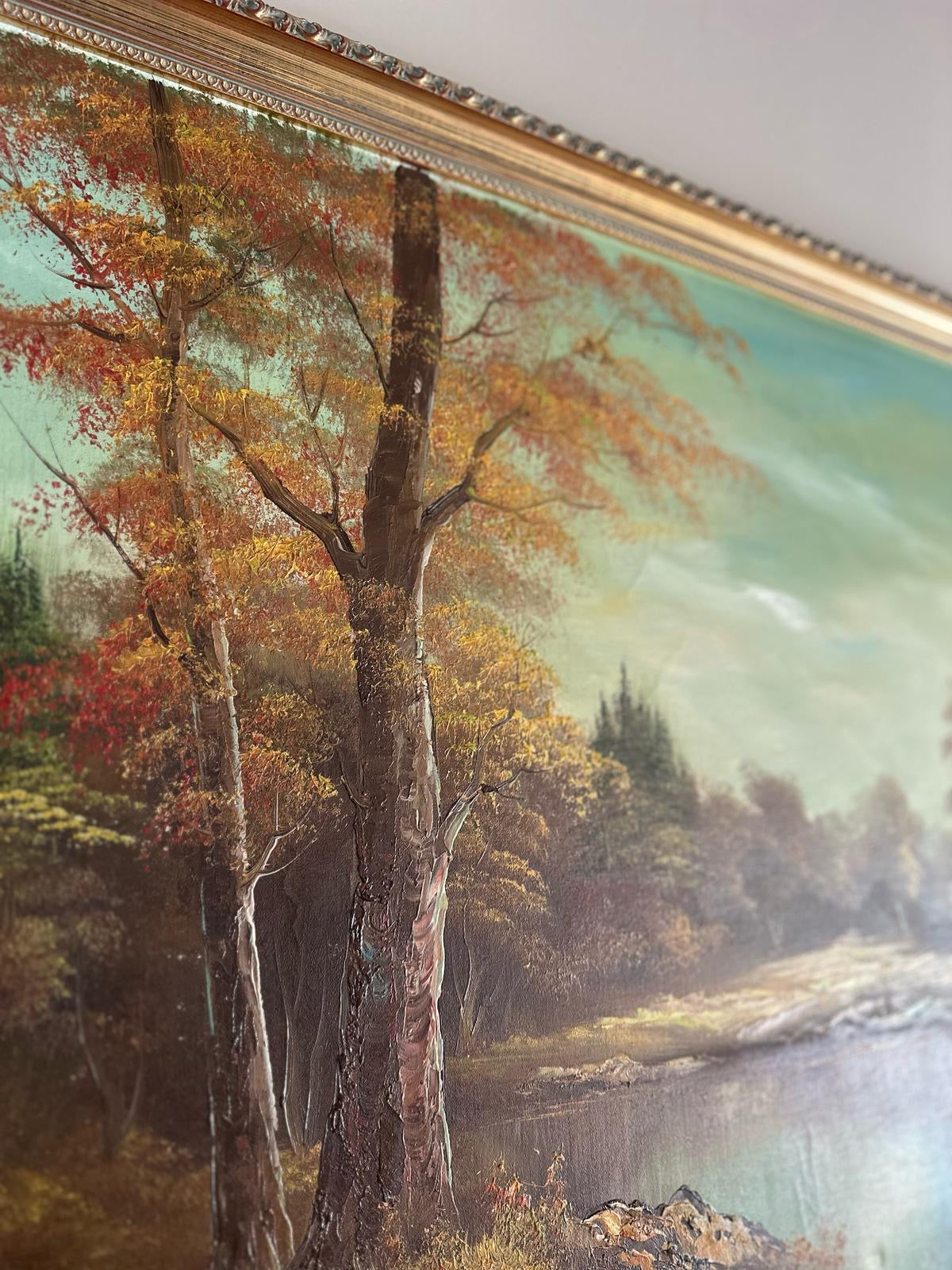 large oil country side scene framed signed