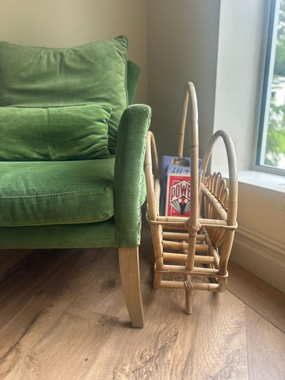 bamboo magazine book rack mini library mid century