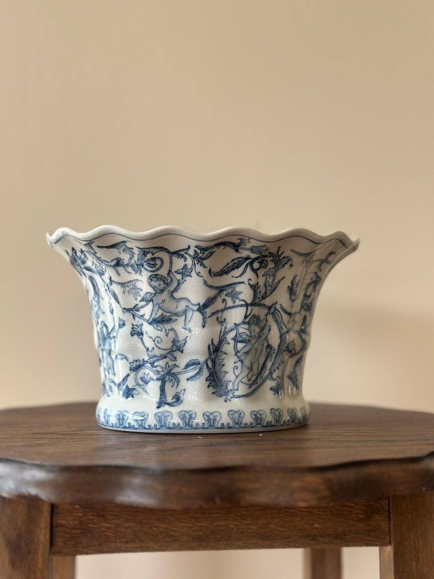 jardinière scallop top large vintage planter vase French
