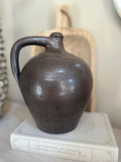 chunky stoneware French jug olive pot vintage