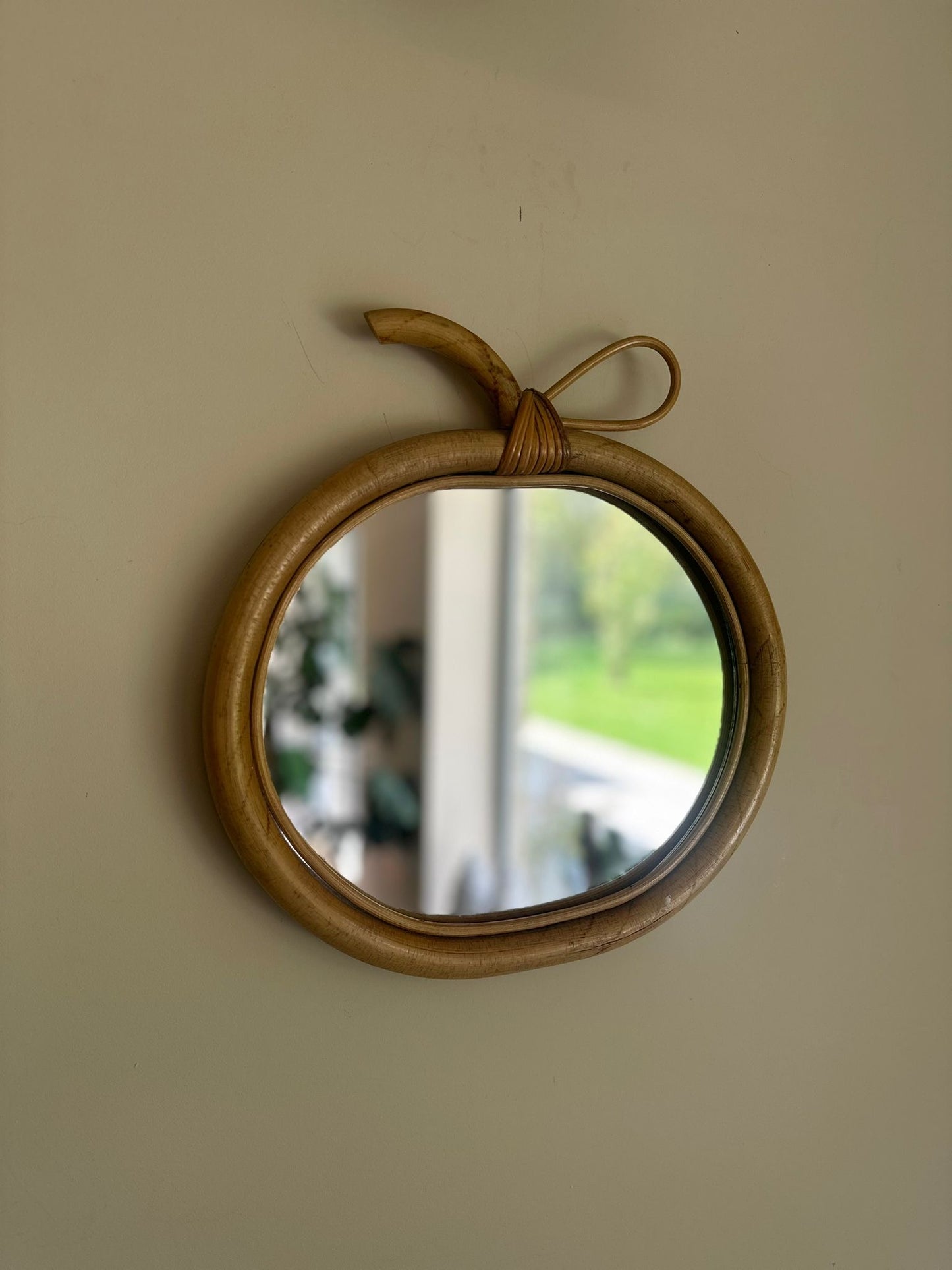 vintage apple 🍏 bamboo rattan mirror