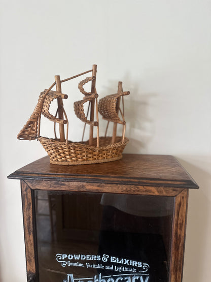 Vintage wicker rattan ship styling piece