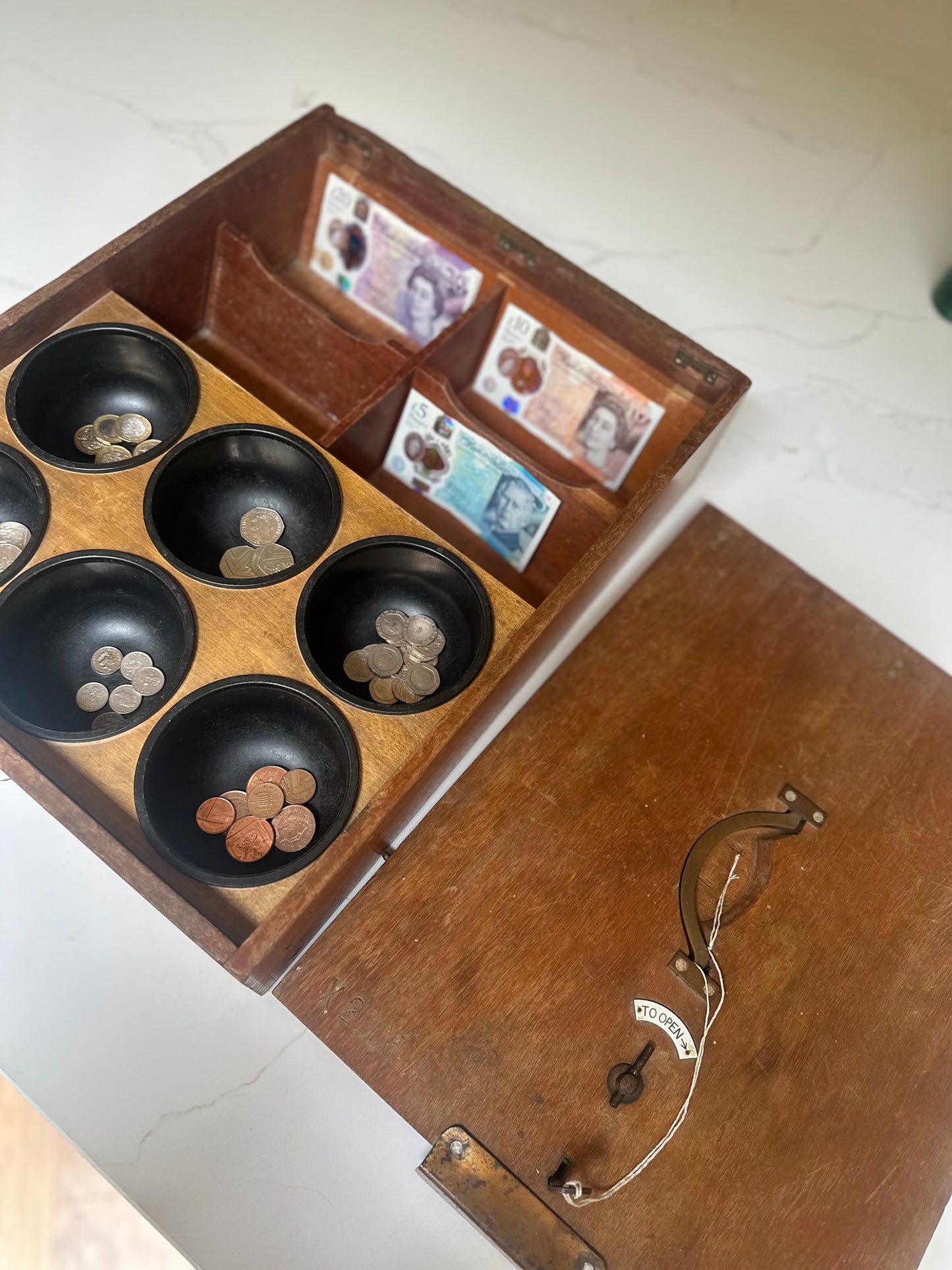 Antique railway conductor till lockable