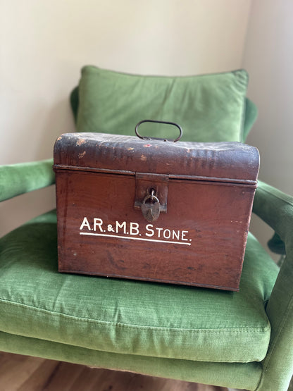 Rustic trunk possessions box locked Vintage