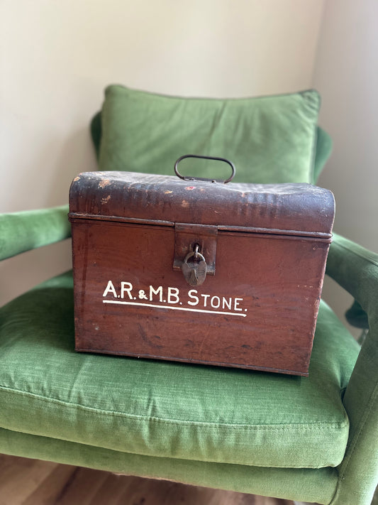 Rustic trunk possessions box locked Vintage