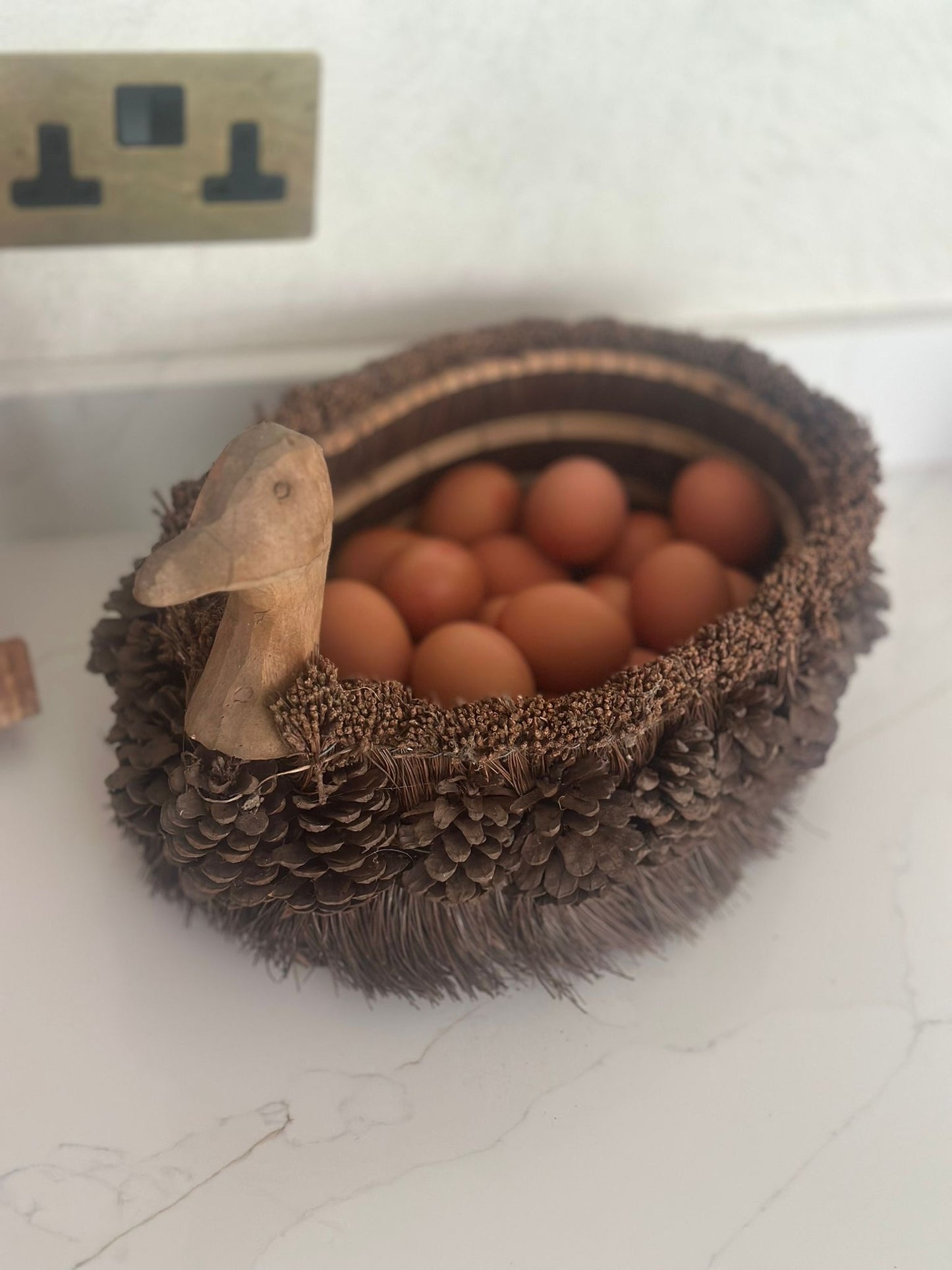 vintage folk art duck basket