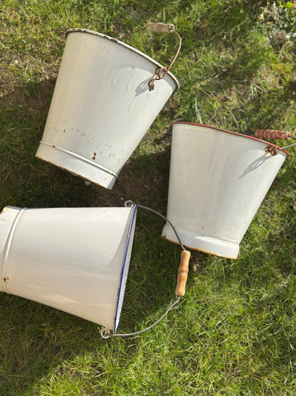 French enamel bucket - planter herbs 🪴