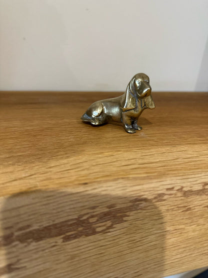 basset hound vintage brass paperweight