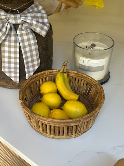 1970s vintage rattan fruit basket