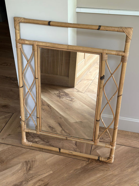 very large bamboo mirror vintage retro