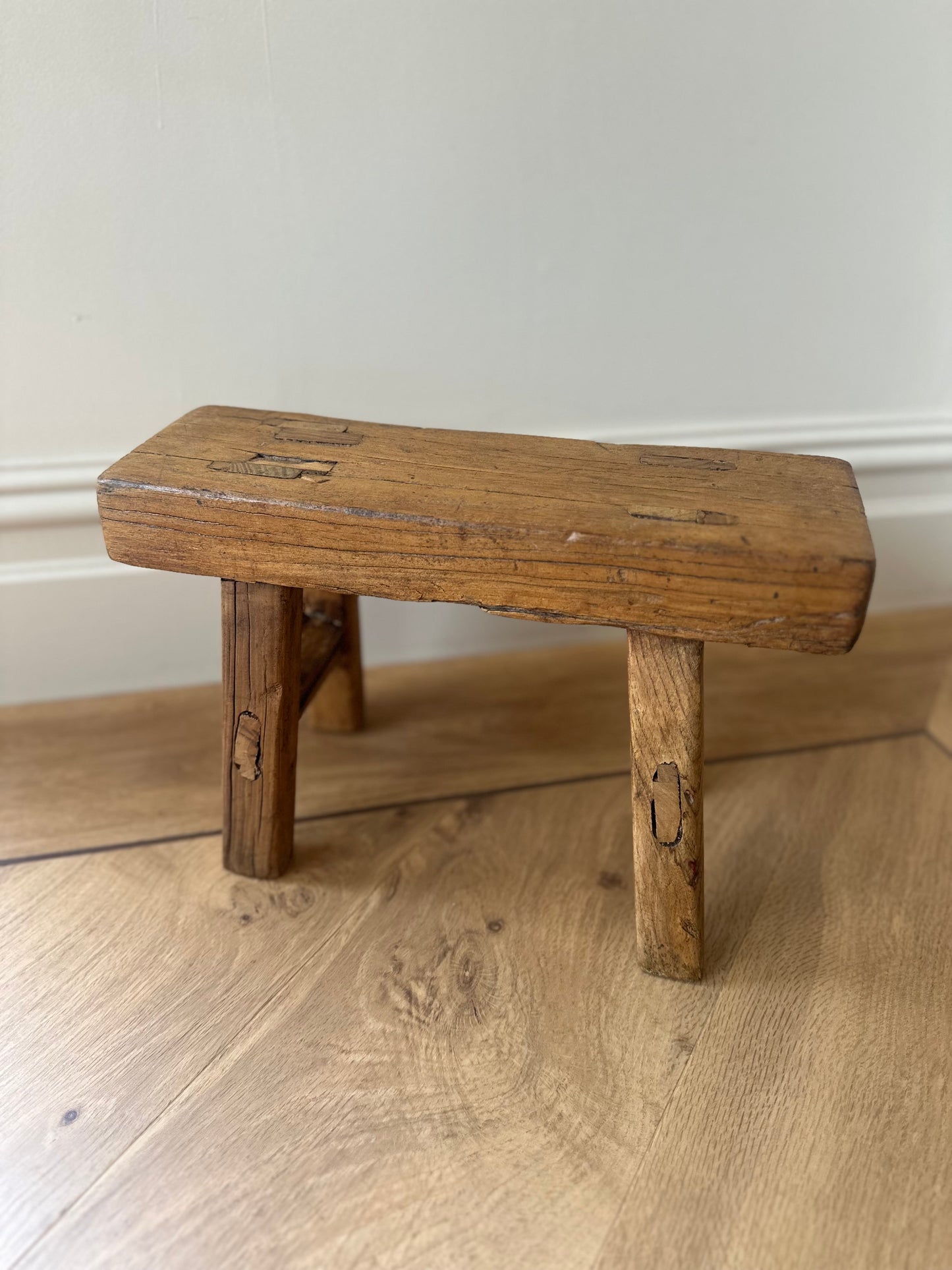 Vintage reclaimed wooden stool