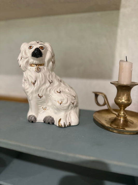 Small vintage Staffordshire dog white