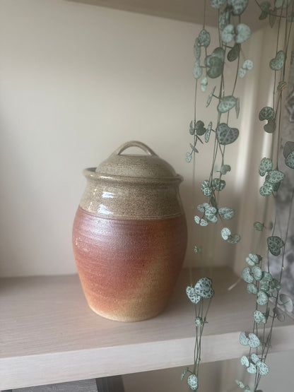 Terracotta & glazed vintage lidded pot