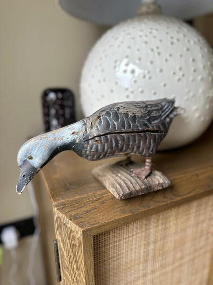 Vintage carved hand painted goose folk art