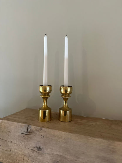 Pair of Mid century brass candlestick holders solid