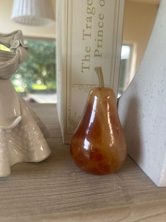 vintage alabaster marble  pear ornament