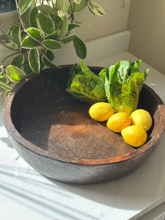 Giant chapati dough bowl solid vintage