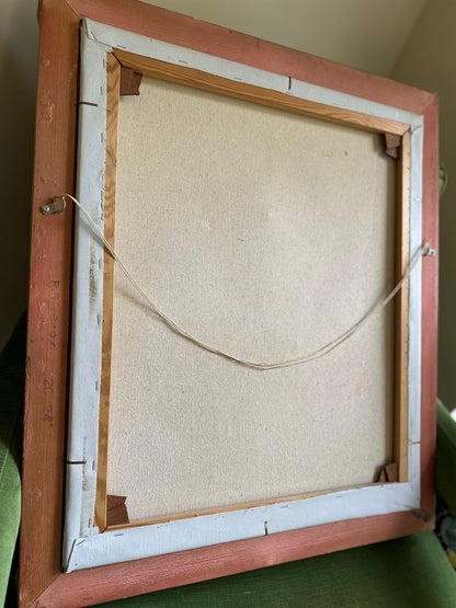 vintage framed floral painting signed large