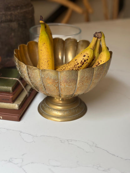 Vintage Brass scallop footed fruit bowl