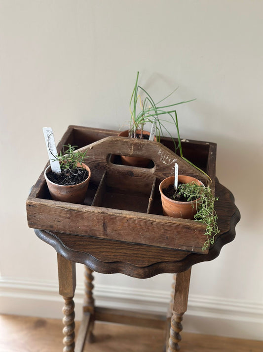 Vintage garden plant trug with handle wooden Workshop maid country decor