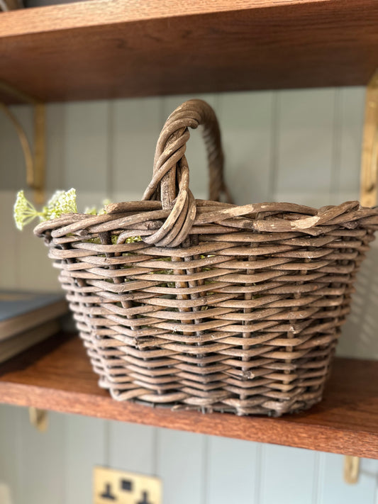 Very old vintage French potato basket wire bottom