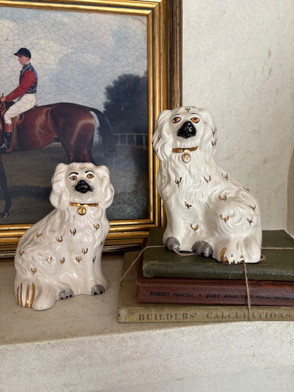 Pair of beswick wally dogs Staffordshire style cream & gold
