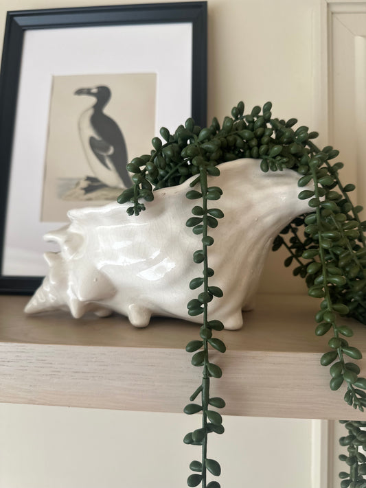 Vintage shell mantle planter