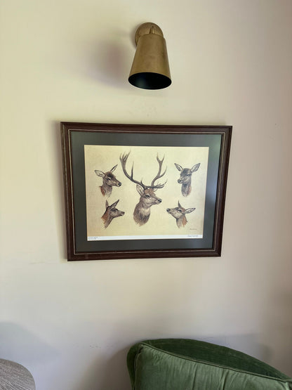 vintage limited edition deer print framed large