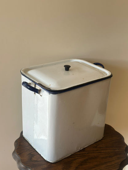 Large enamel bread bin vintage styling bread making sourdough