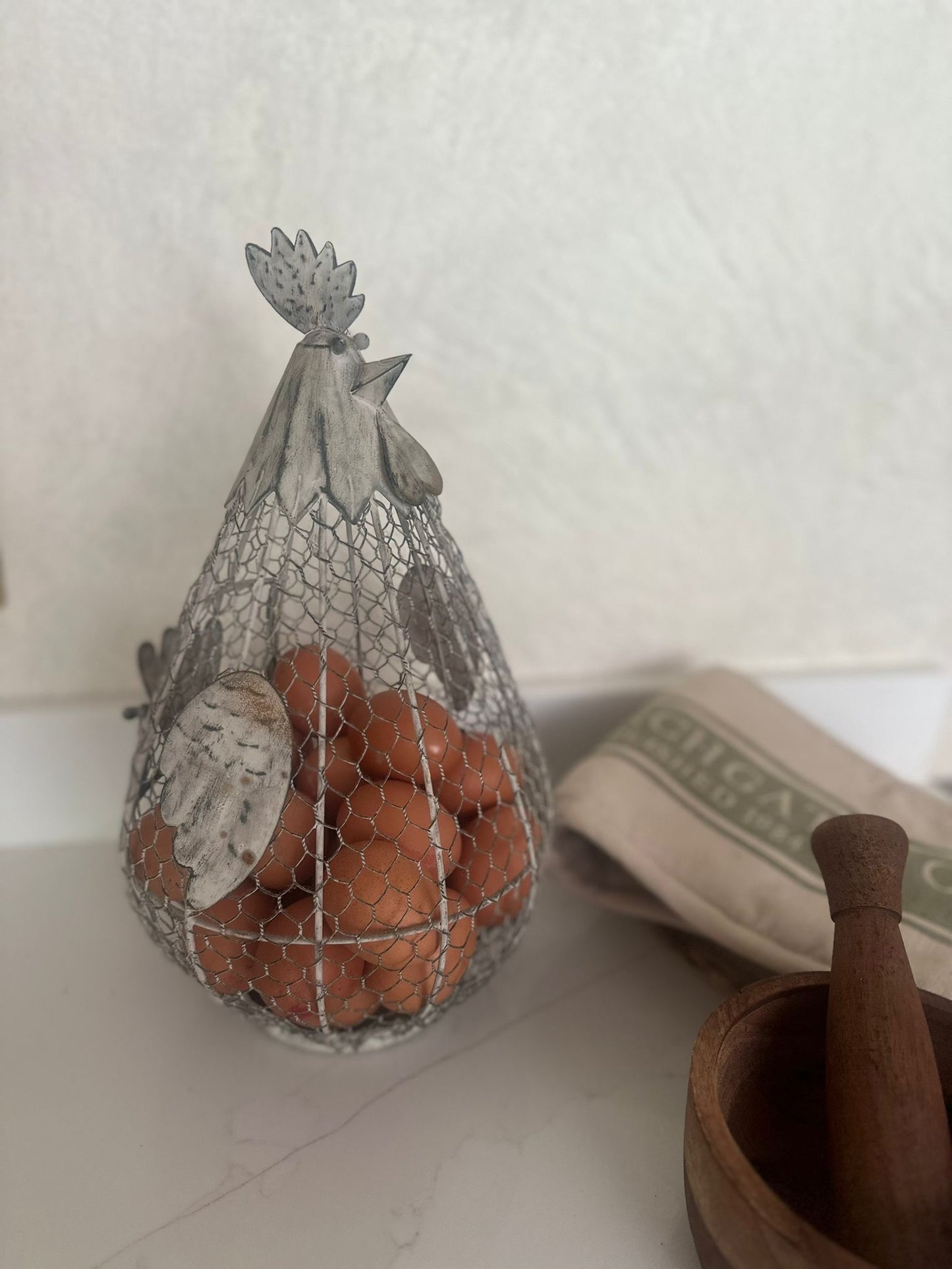 vintage wire chicken egg basket - farmhouse