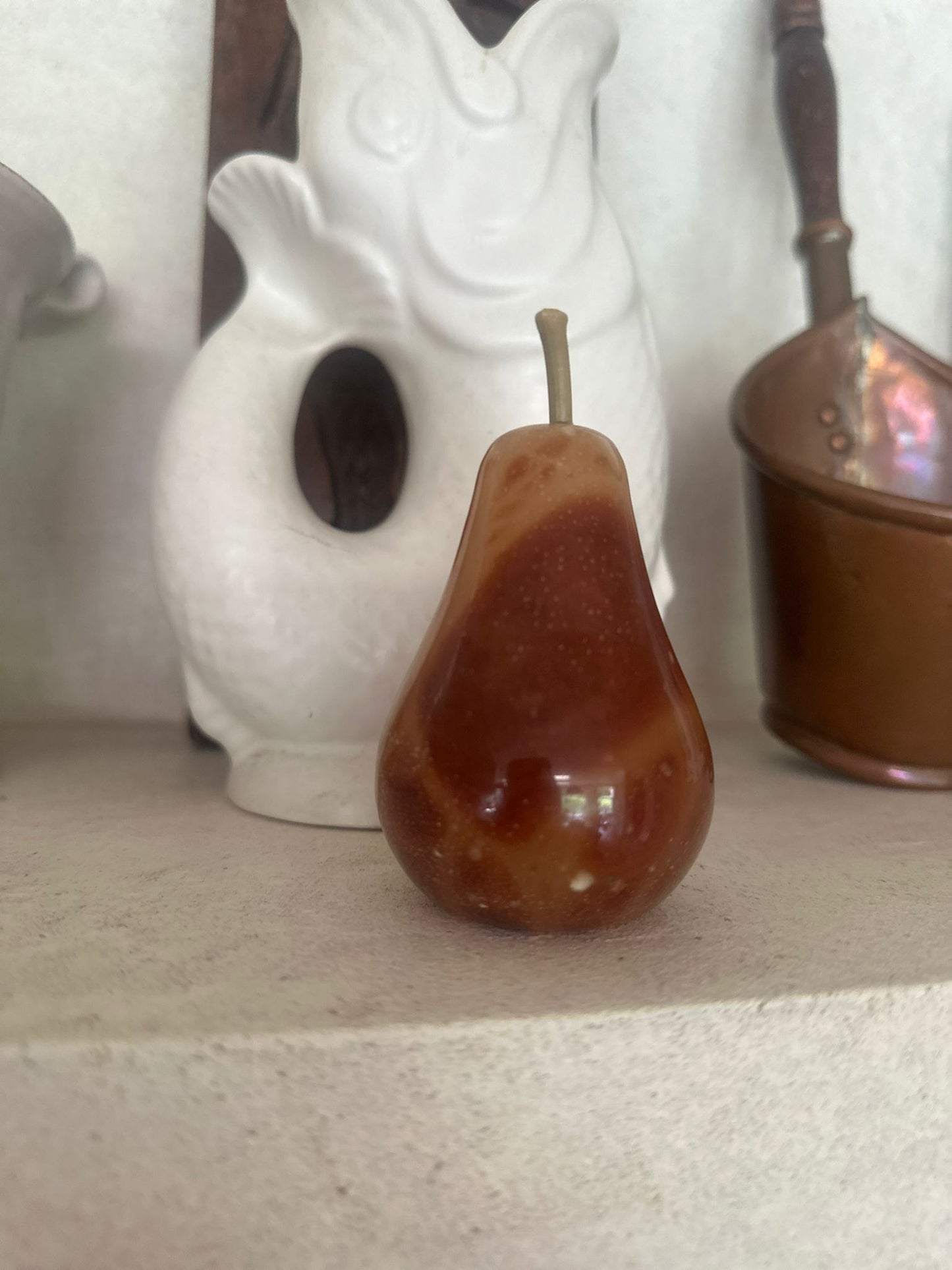 vintage alabaster marble  pear ornament
