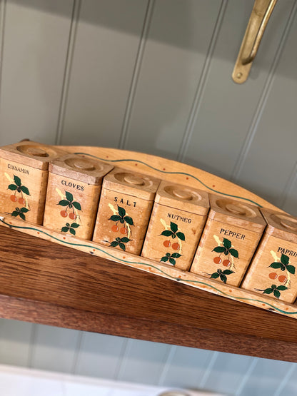 Vintage spice rack - hand painted wall mounted