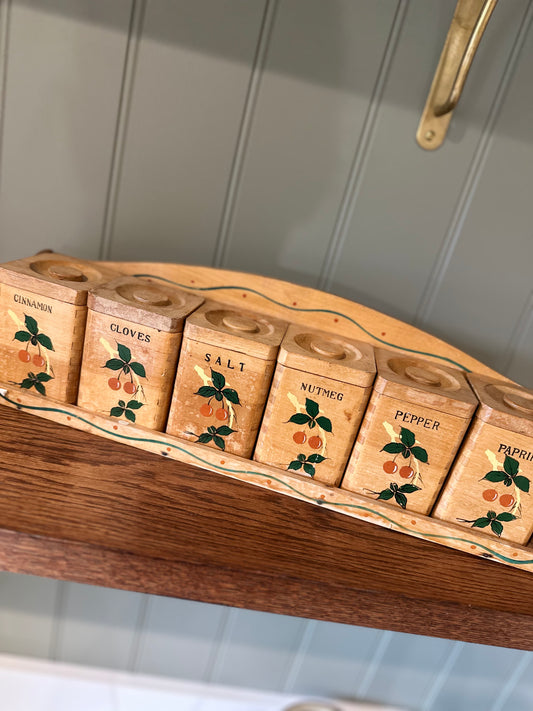 Vintage spice rack - hand painted wall mounted