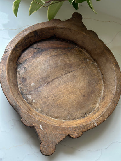 Wooden Indian chapati bowl hand carved