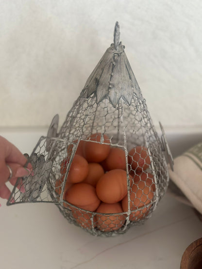 vintage wire chicken egg basket - farmhouse