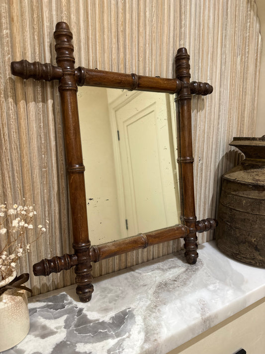 Medium vintage French bamboo mirror