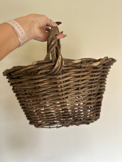 Very old vintage French potato basket wire bottom