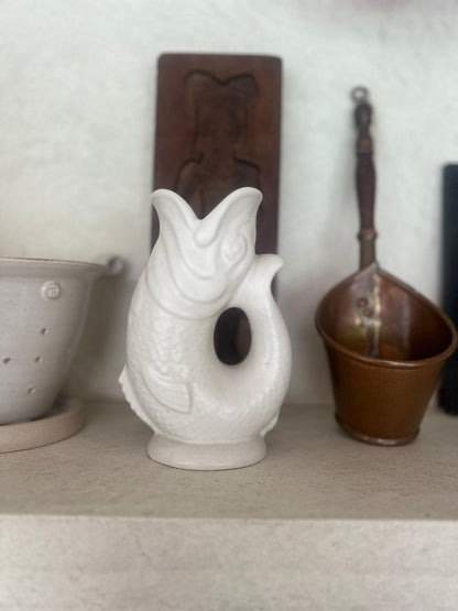 Dartmouth pottery vintage glug jug fish white