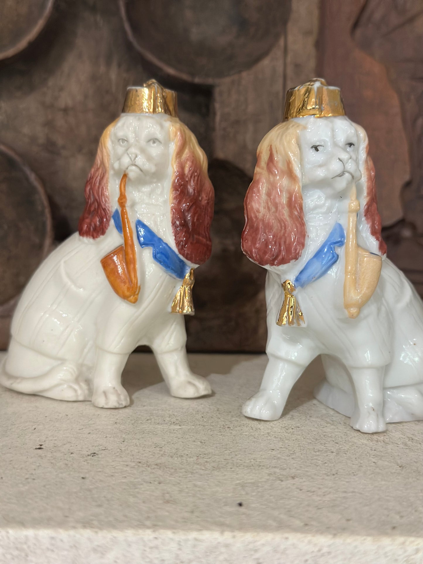 Pair of Rare wally dogs with pipe & fez hat