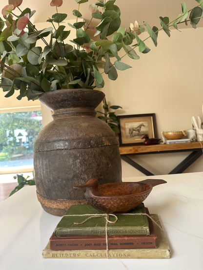 Vintage Ethiopian large water carrier wooden wabi sabi