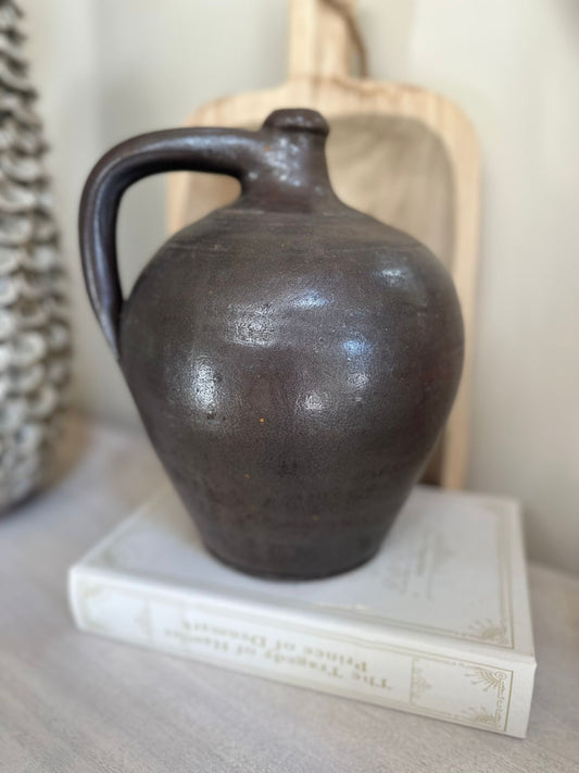 chunky stoneware French jug olive pot vintage