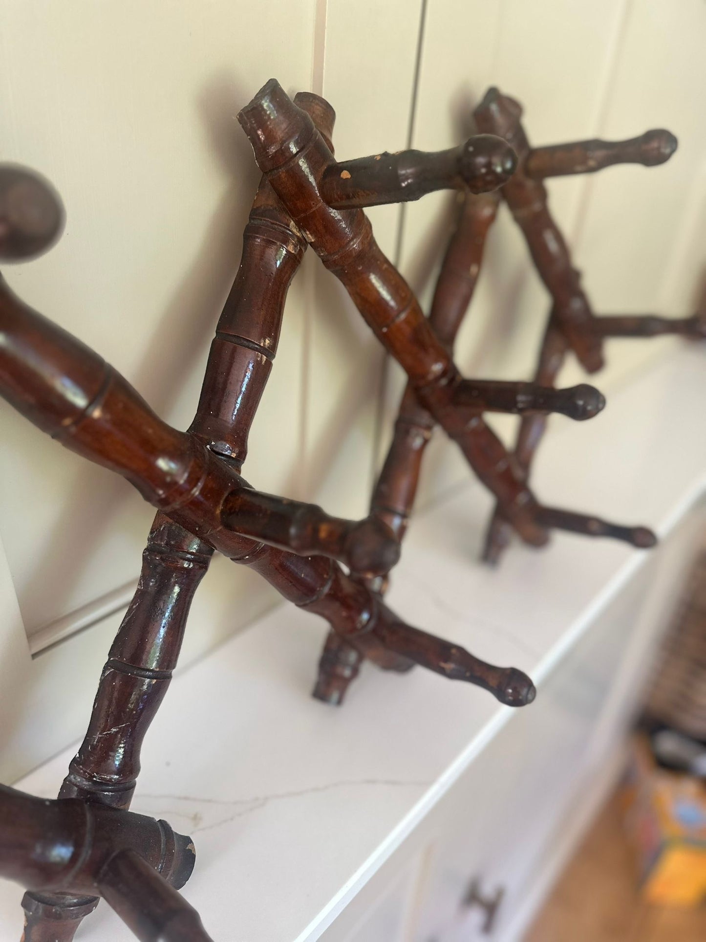 vintage French coat expandable hook bamboo style