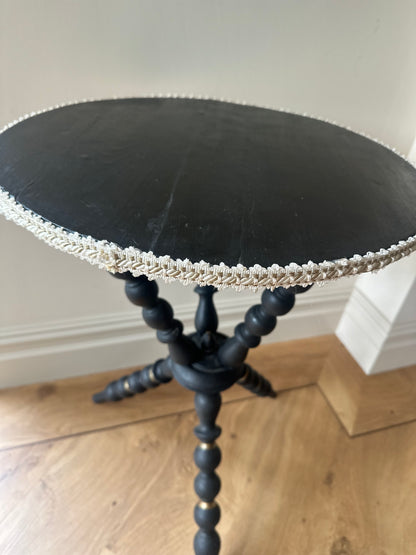Black antique gypsy table bobbin legs