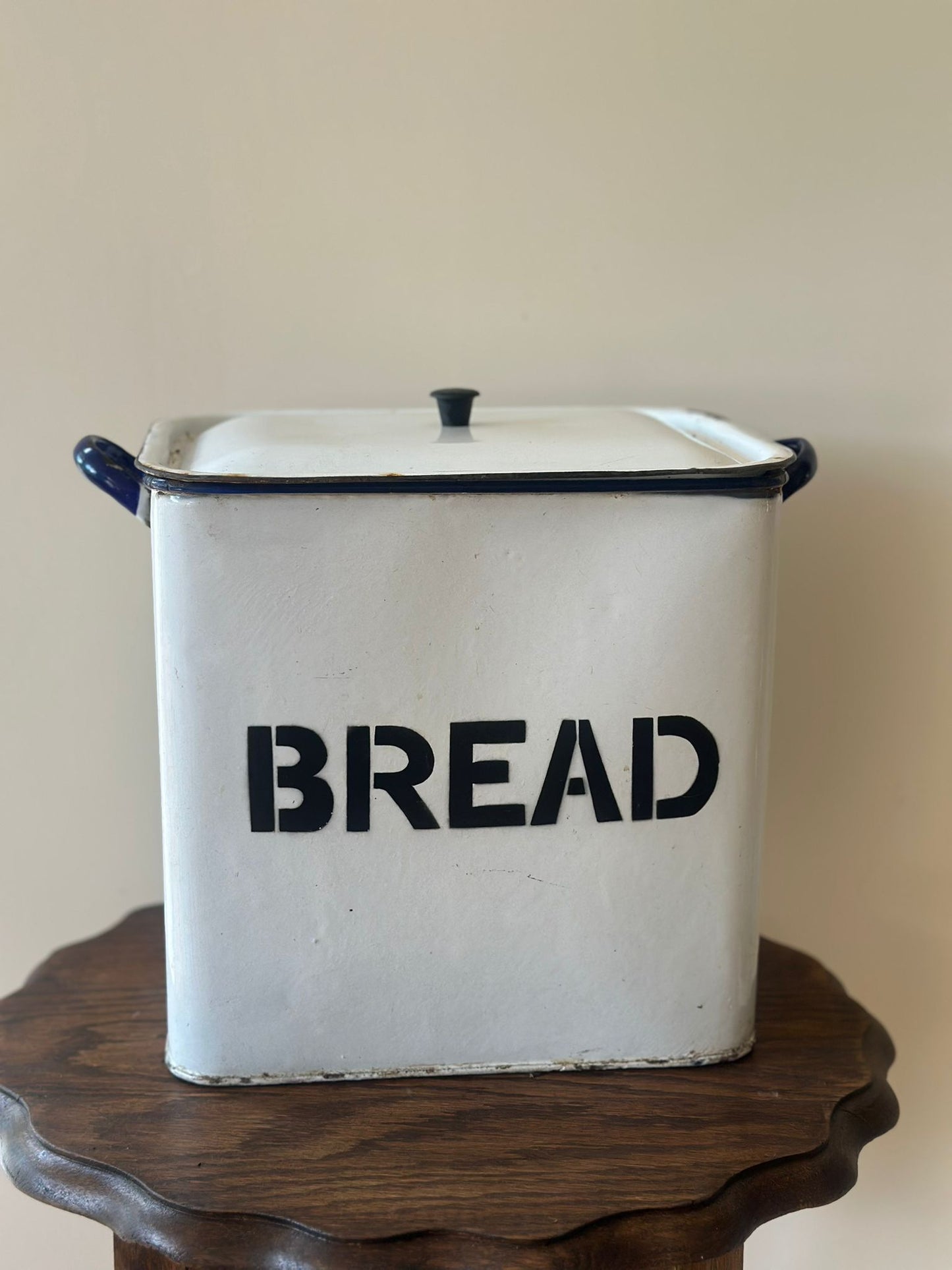 Large enamel bread bin vintage styling bread making sourdough